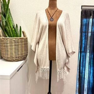 Guess Neutral Beige Fringe Cardigan